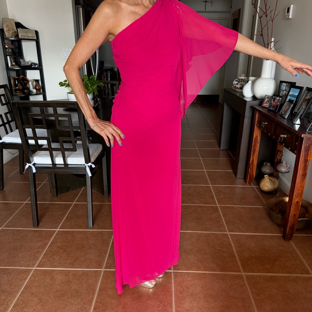 Tadashi Shoji One-Shoulder Fuchsia Dress